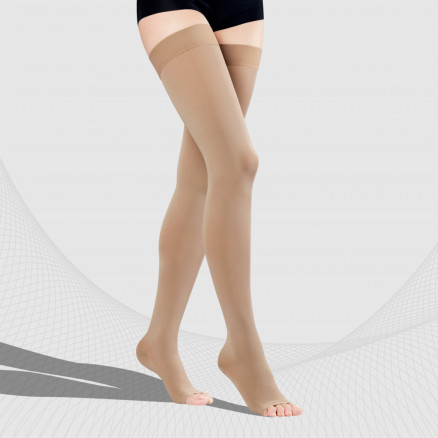 Elastic medical compression thigh stockings without toecap, unisex.Soft